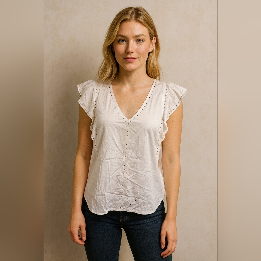 Generation Love White Studded Blouse Size L